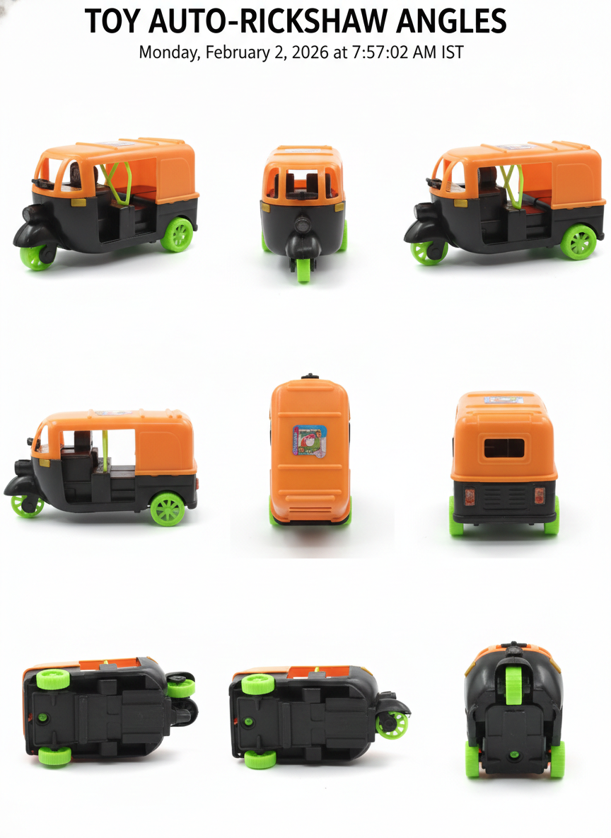 Toy Auto Rickshaw for Kids | Plastic Tuk Tuk Toy with Rolling Wheels