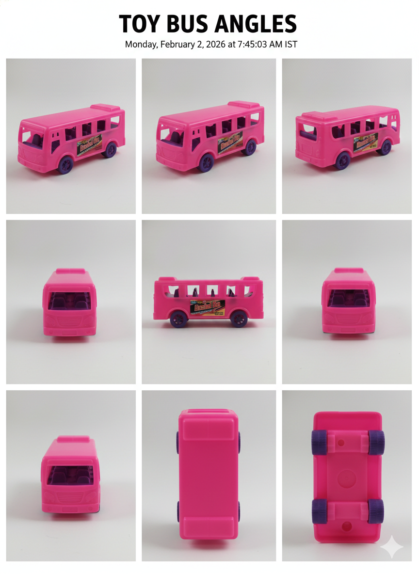 Pink Toy Bus for Kids | Mini Plastic Bus Toy with Rolling Wheels