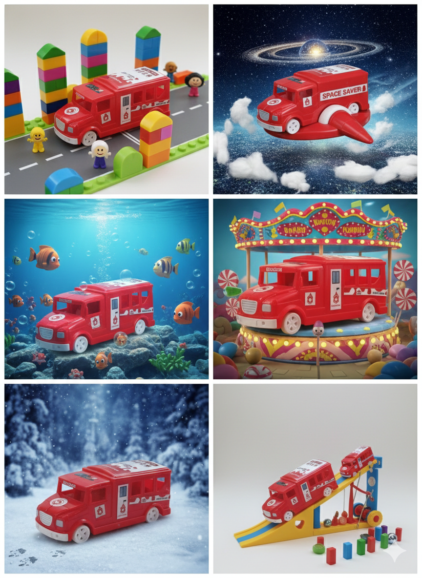 Red Toy Bus for Kids | Plastic Mini Bus Toy with Rolling Wheels