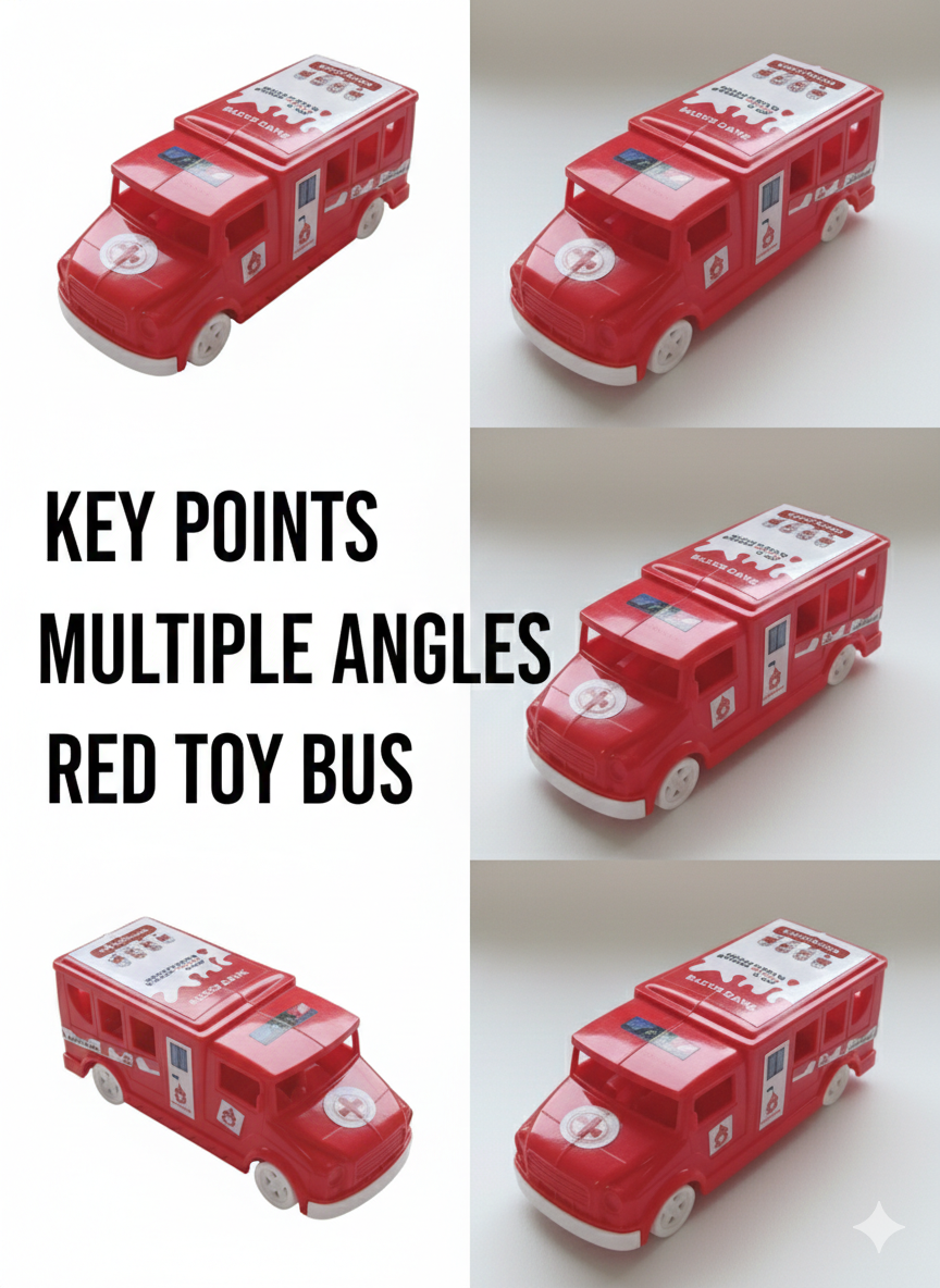 Red Toy Bus for Kids | Plastic Mini Bus Toy with Rolling Wheels
