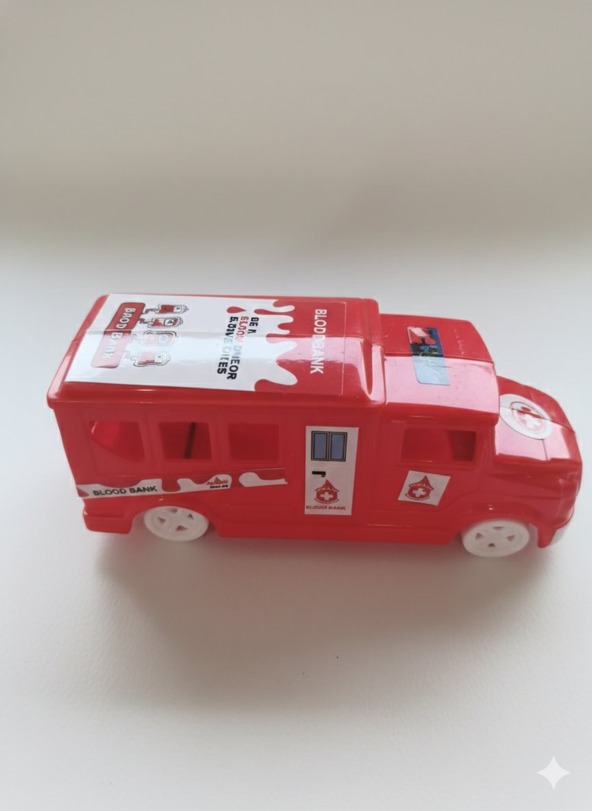 Red Toy Bus for Kids | Plastic Mini Bus Toy with Rolling Wheels