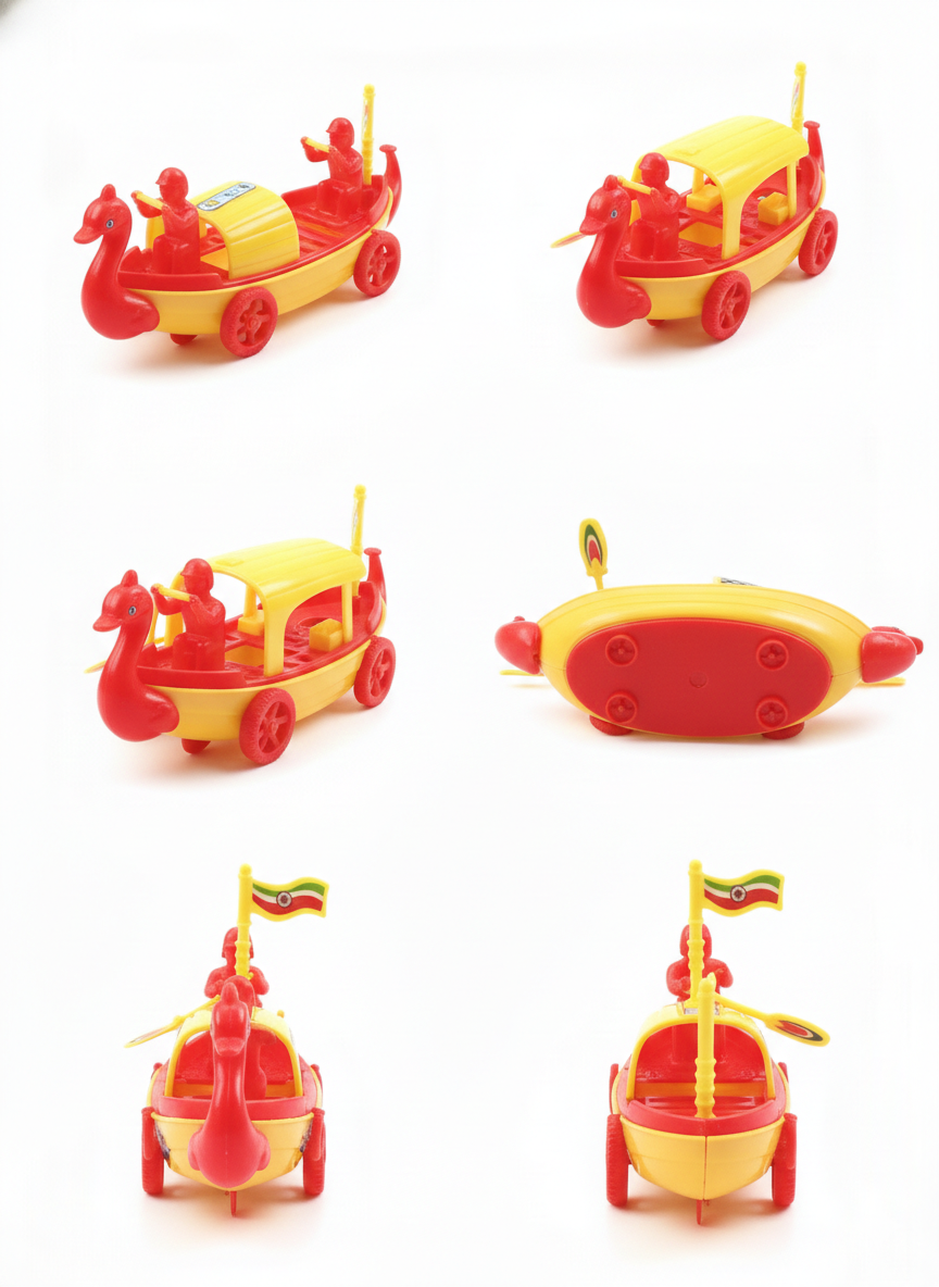 Swan Boat Toy for Kids | Red & Yellow Plastic Boat Toy with Wheels