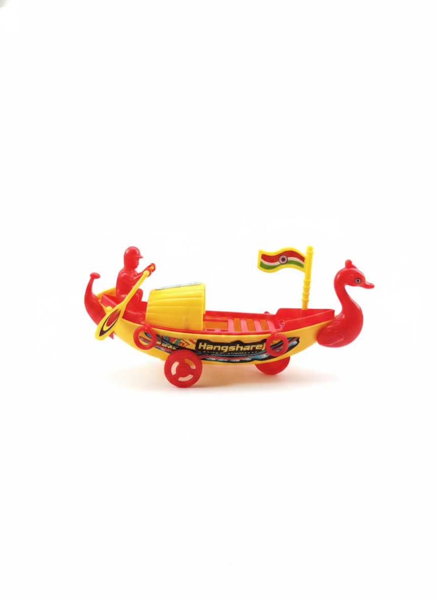 Swan Boat Toy for Kids | Red & Yellow Plastic Boat Toy with Wheels