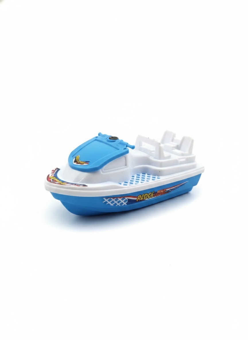 Toy Boat for Kids | White & Blue Plastic Boat Toy with Wheels