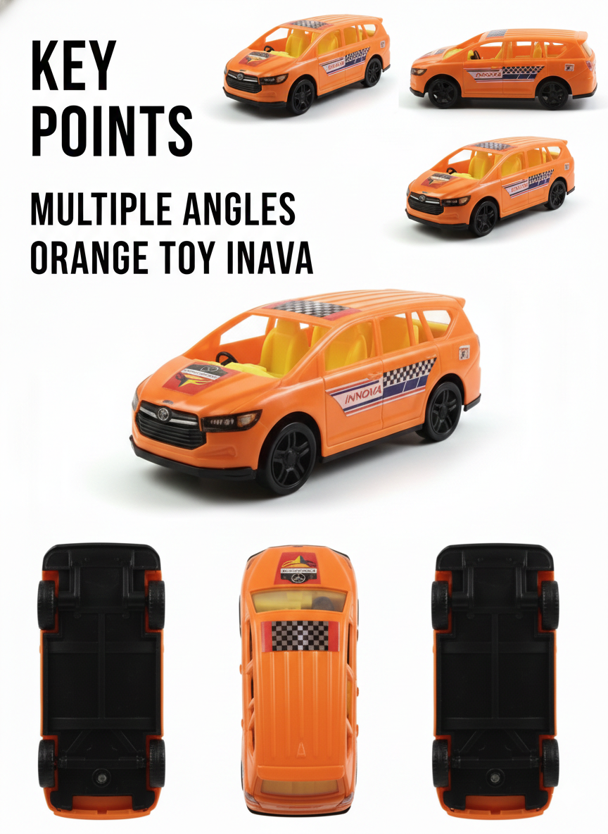 Orange Toy Car for Kids | SUV Style Plastic Car Toy with Rolling Wheels