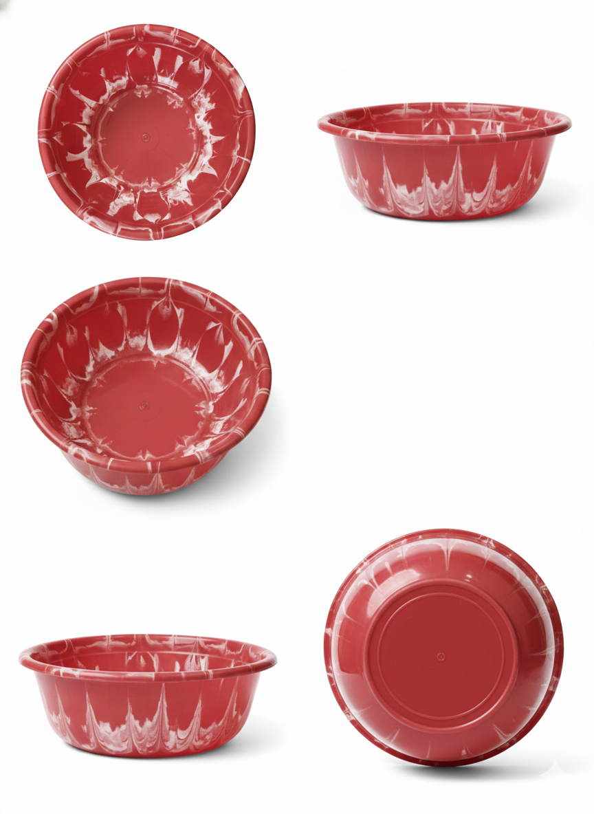 Red & White Plastic Round Basin