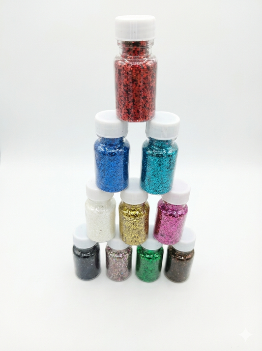 9 Colors Glitter Powder Set for Craft & Nail Art | Fine Glitter Jars for DIY, Resin, ( 1 peace )