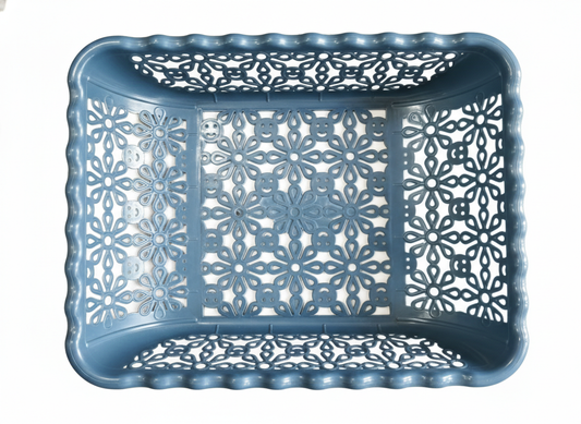 Plastic Storage Basket Organizer with Floral Cut Design