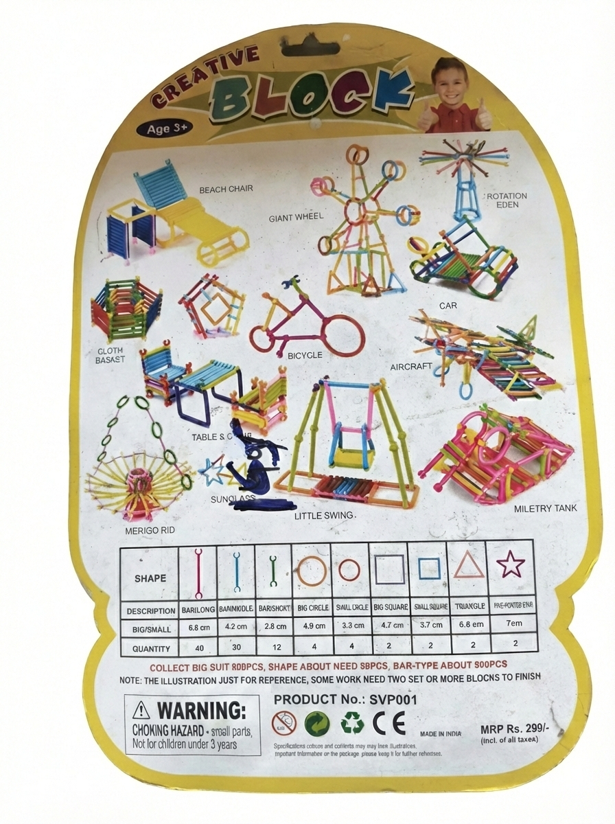 Creative Building Blocks Toy Set for Kids (Age 3+) | DIY Connector Sticks & Shapes Kit