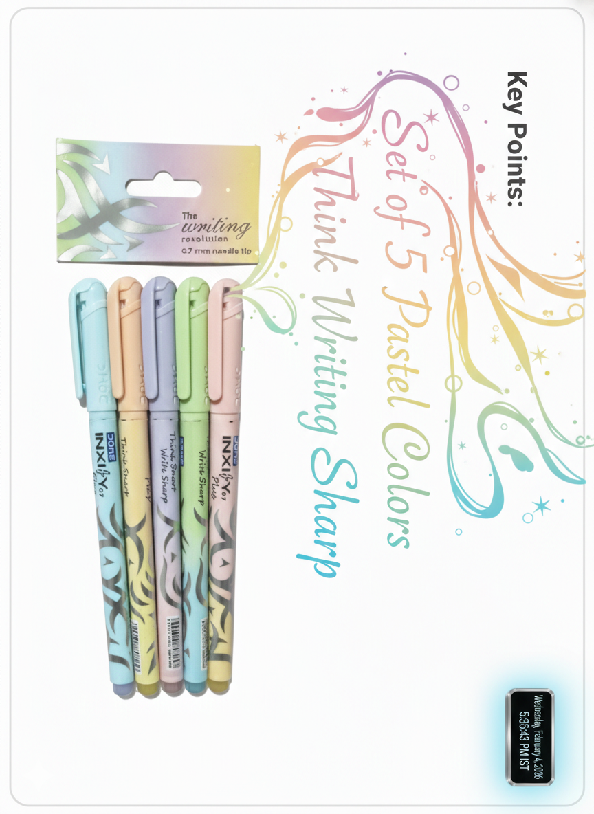 DOMS INXI Plus 0.7mm Needle Tip Pens Set of 5