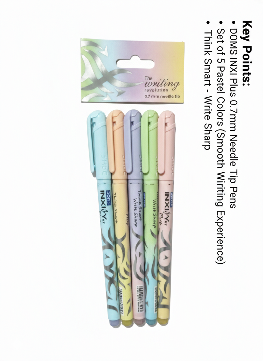 DOMS INXI Plus 0.7mm Needle Tip Pens Set of 5