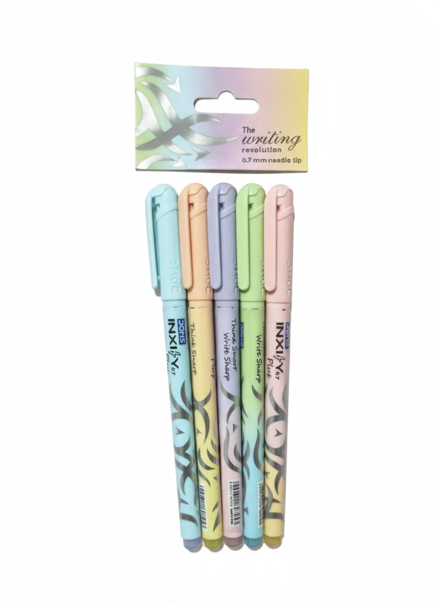 DOMS INXI Plus 0.7mm Needle Tip Pens Set of 5