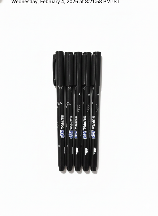 SUPRA Hi5 Ball Pens Pack of 5 | Smooth Writing Black Ink Pens