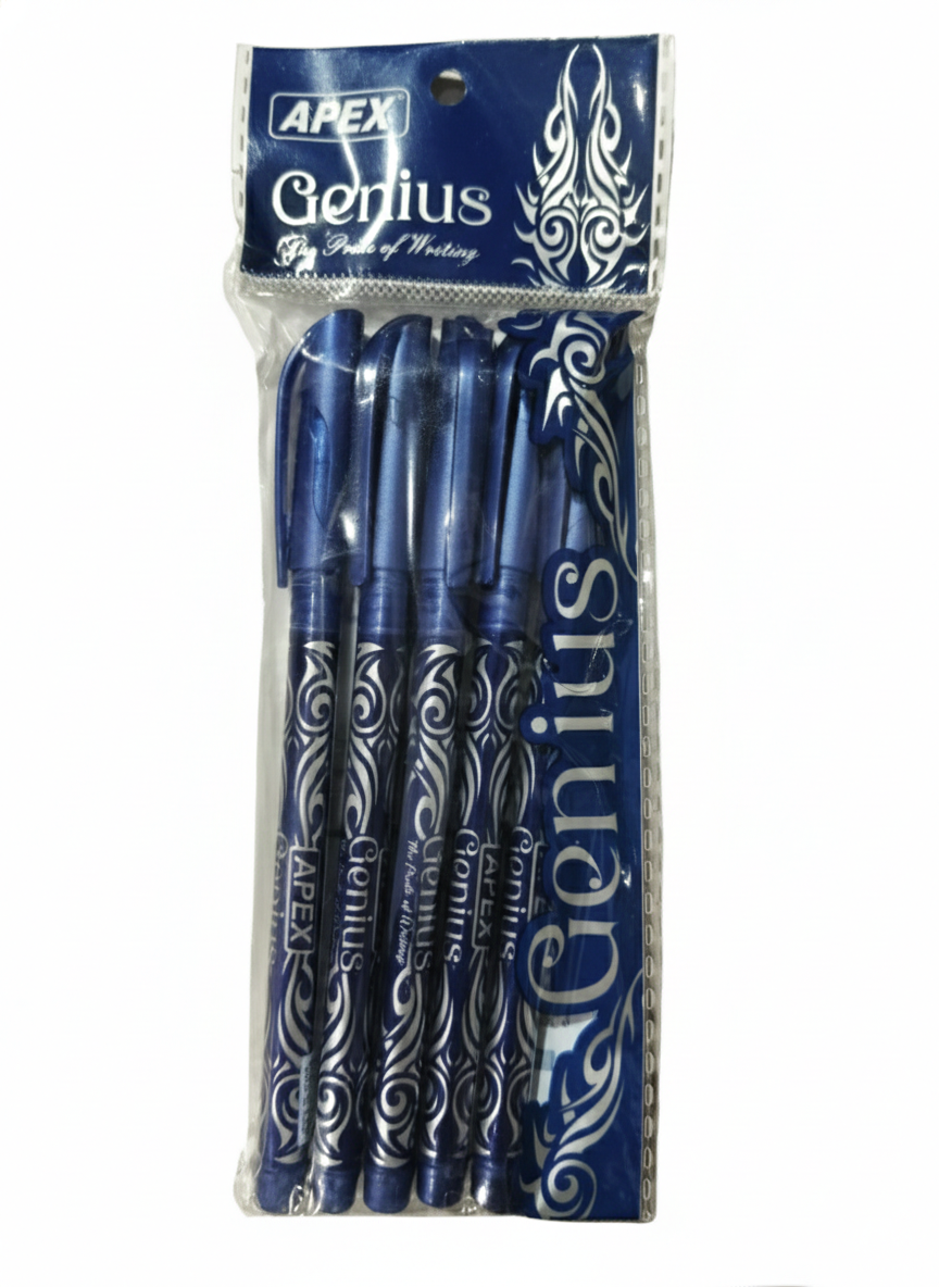 APEX Genius Ball Pen Smooth Writing Blue Ink Pens  Pack of 5