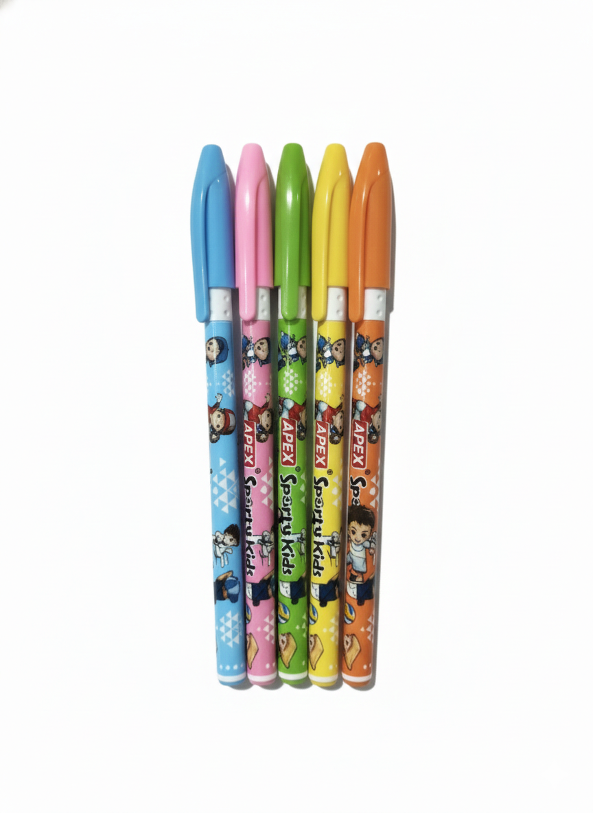 APEX Sporty Kids Ball Pen Cute Cartoon Design Pens  Pack of 5