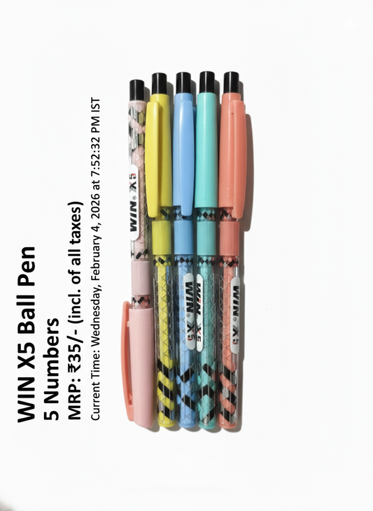 WIN X5 Ball Pen Smooth Writing Blue Ink Pens Pack of 5
