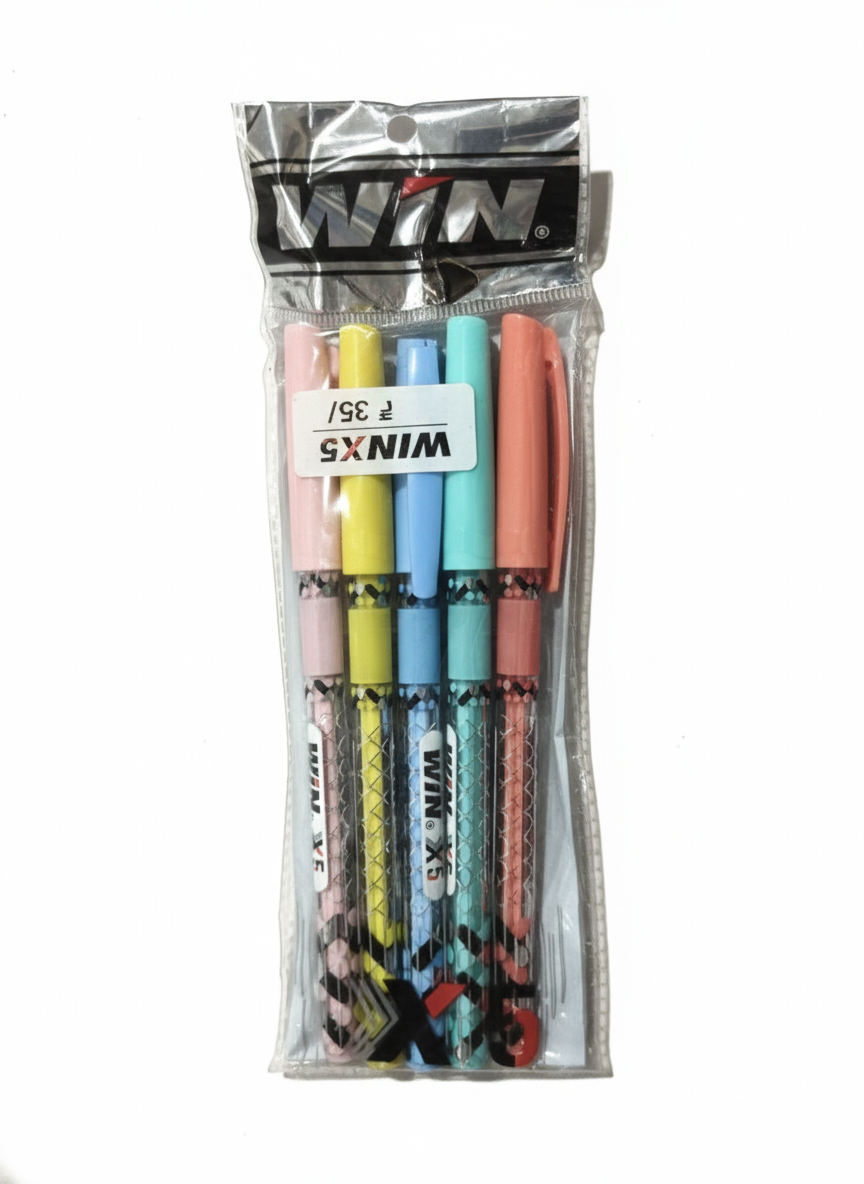 WIN X5 Ball Pen Smooth Writing Blue Ink Pens Pack of 5