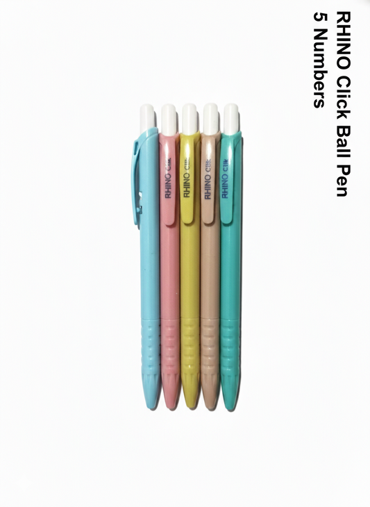 RHINO Click Ball Pen Smooth Writing Blue Ink Pens Pack of 5