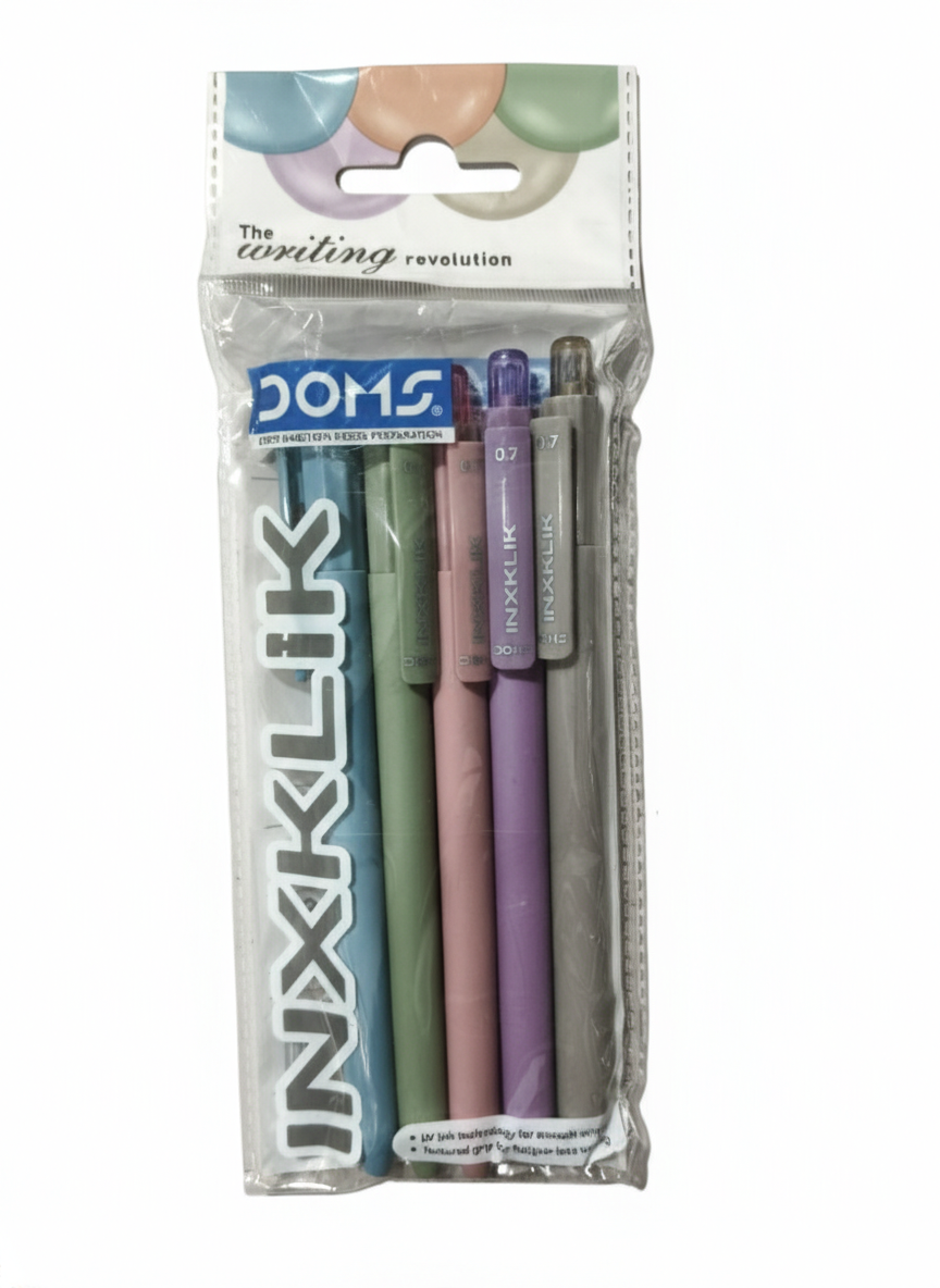 DOMS INXKLIK Ball Point Pen Smooth Writing Blue Ink Pens Pack of 5