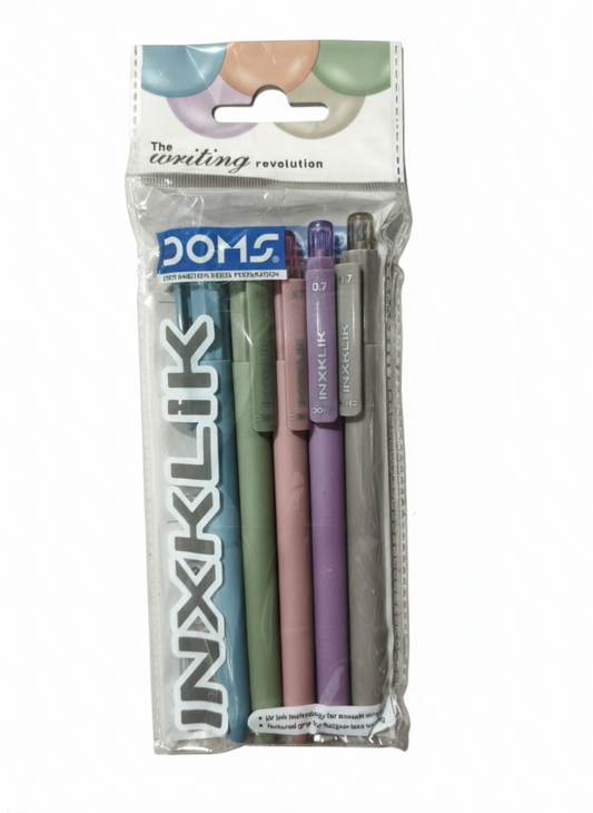 DOMS INXKLIK Ball Point Pen Smooth Writing Blue Ink Pens Pack of 5