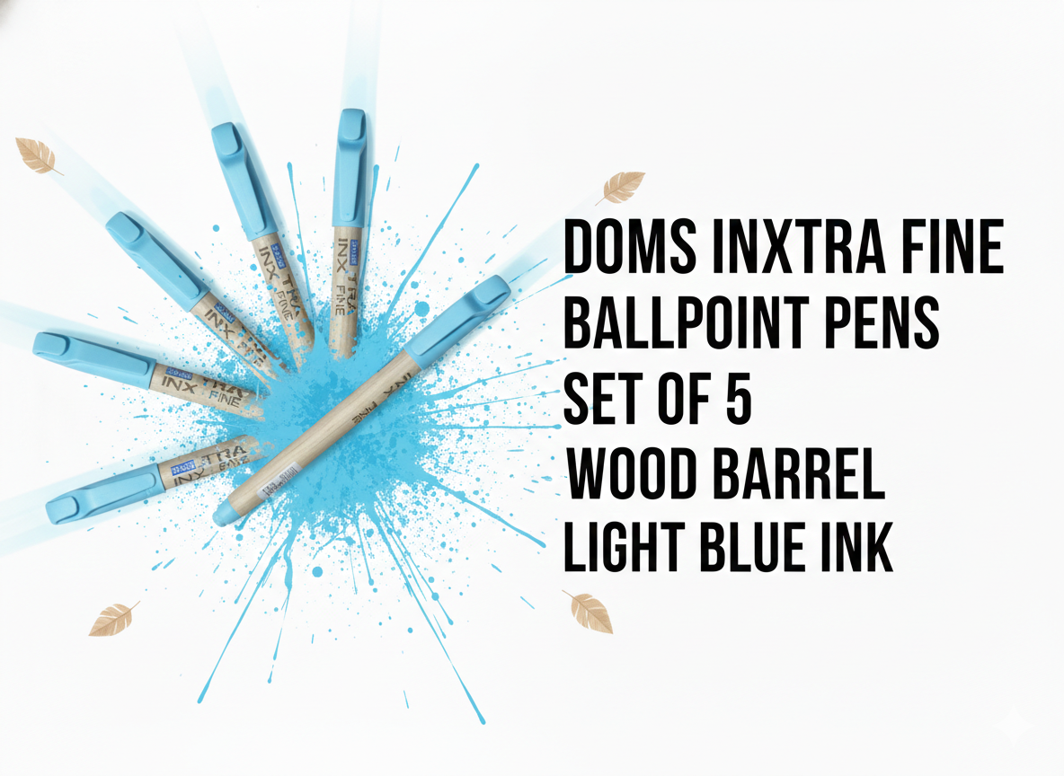 DOMS INXIFY Ball Pen Pack of 5 | Smooth Writing Blue Ink Pens