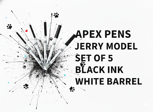 APEX Jerry Ball Pen Pack of 5 | Smooth Writing Black Ink Pens