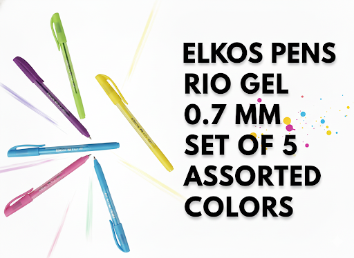 ELKOS Rio Gel Pen Pack of 5 | 0.7 mm Tip | Smooth Gel Ink Pens