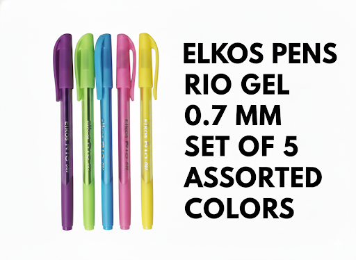 ELKOS Rio Gel Pen Pack of 5 | 0.7 mm Tip | Smooth Gel Ink Pens