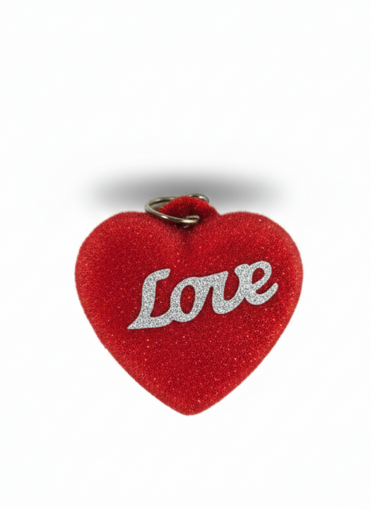 Red Love Heart Key Ring with Silver Ring