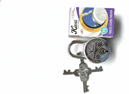 Kiva 12 Lever Push Lock Padlock with 4 Keys | Heavy Duty Round Security Lock with Hardened Steel Shackle