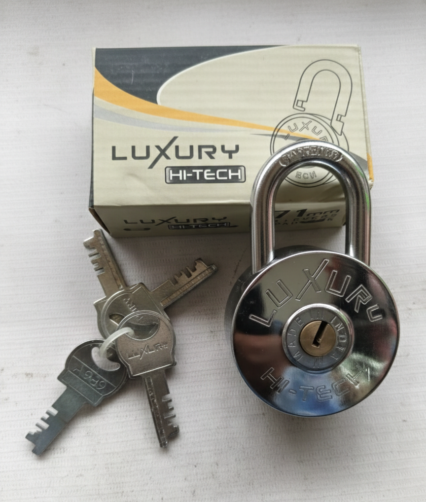 Luxury Hi-Tech 9 Lever Round Padlock with 3 Keys | Chrome Plated Zinc Body Lock with Hardened Steel Shackle
