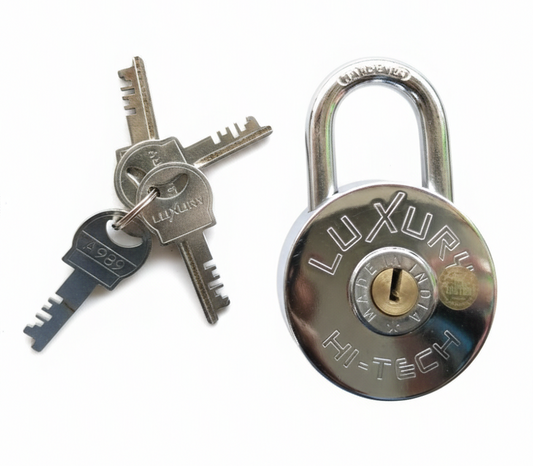 Luxury Hi-Tech 9 Lever Round Padlock with 3 Keys | Chrome Plated Zinc Body Lock with Hardened Steel Shackle