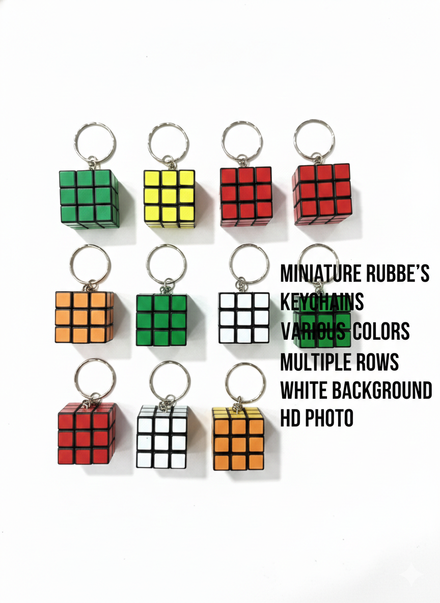 Mini Rubik Cube Keychain Set | Multicolor Puzzle Cube Key Rings