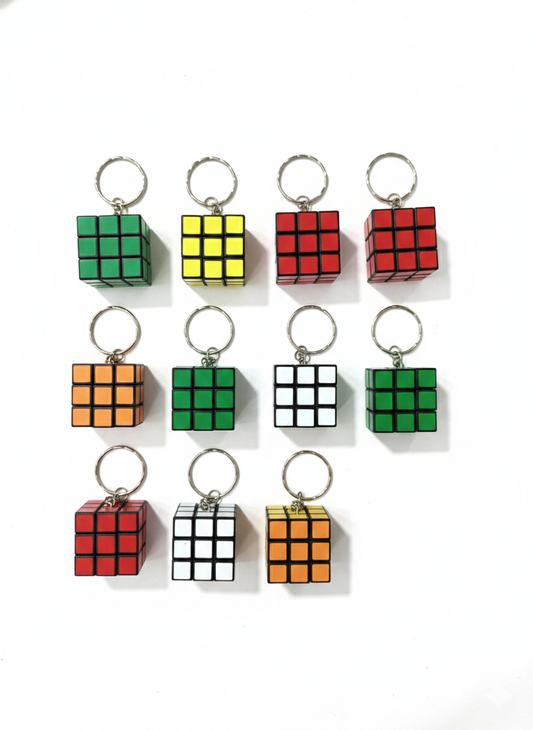 Mini Rubik Cube Keychain Set | Multicolor Puzzle Cube Key Rings