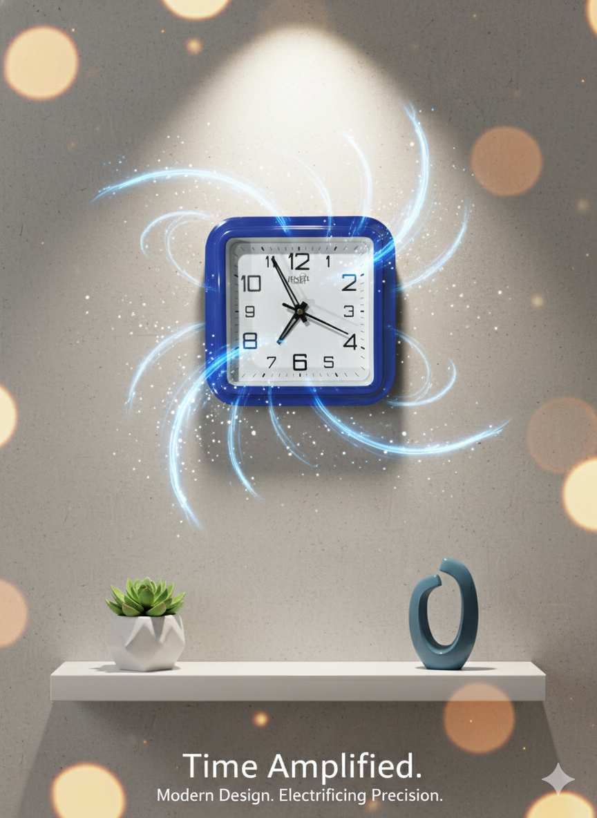 Square Wall Clock for Home & Office | Quartz Analog Clock with Bold Numbers