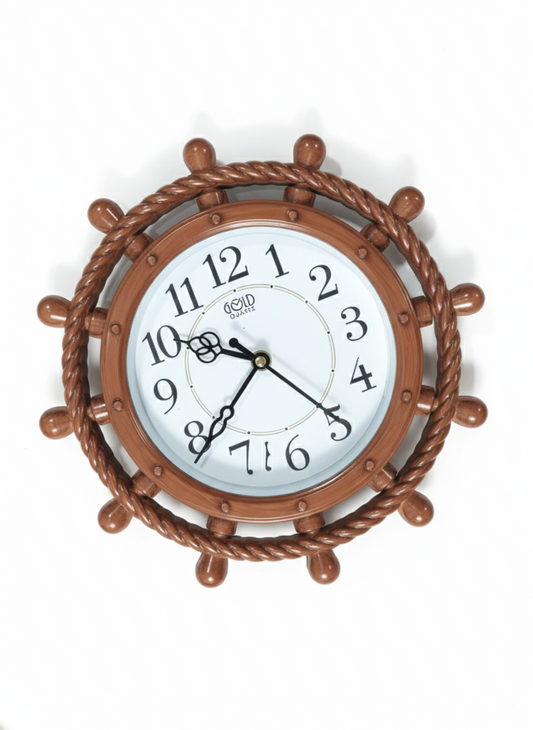 Nautical Wall Clock for Home Décor | Ship Wheel Design Round Clock with Rope Frame