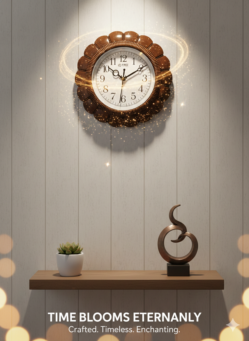 Vintage Wooden Look Wall Clock | Silent Quartz Movement