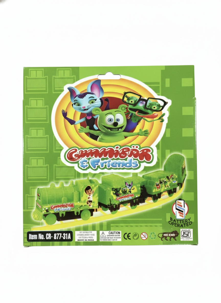 Gummibar & Friends Train Play Set Toy | Battery Operated Toy Train with Track & 3 Wagons