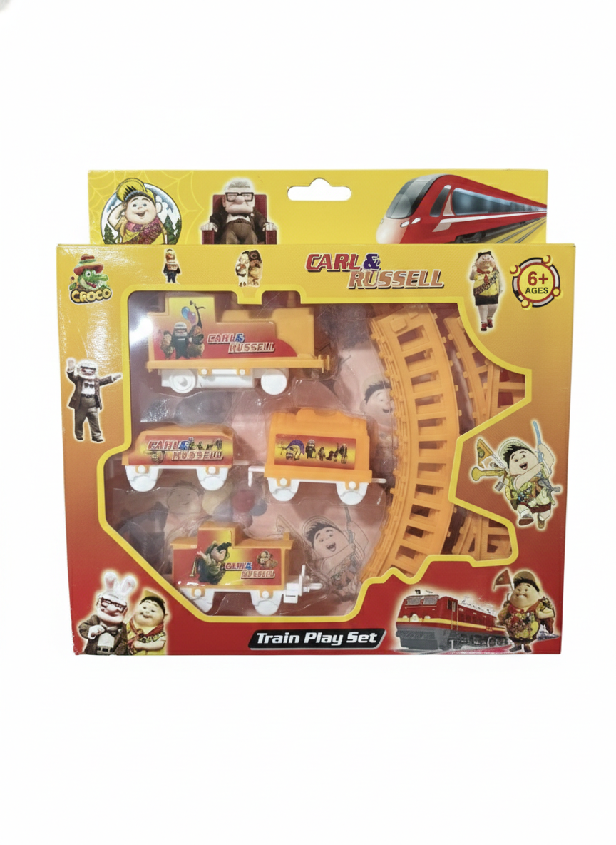 Carl & Russell Train Play Set Toy | Battery Operated Train with Track & 3 Wagons