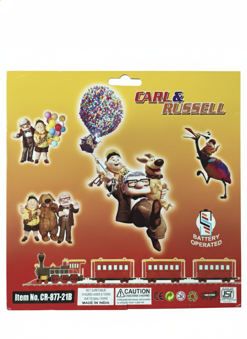 Carl & Russell Train Play Set Toy | Battery Operated Train with Track & 3 Wagons