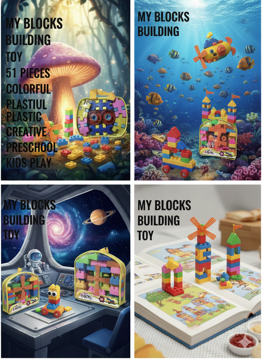 Building Blocks Toy Set 51 Pieces for Kids