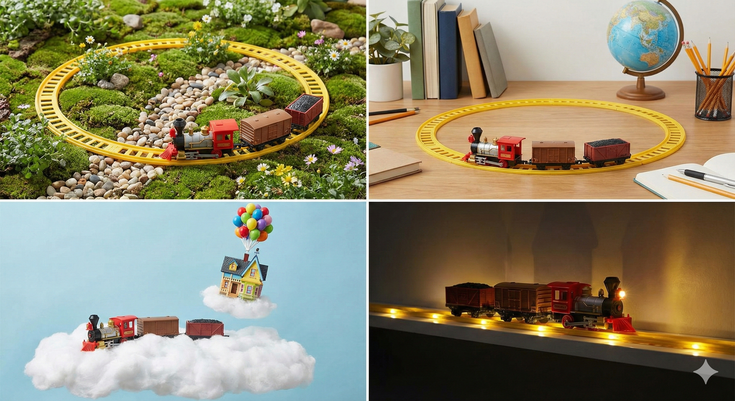 Carl & Russell Train Play Set Toy | Battery Operated Train with Track & 3 Wagons