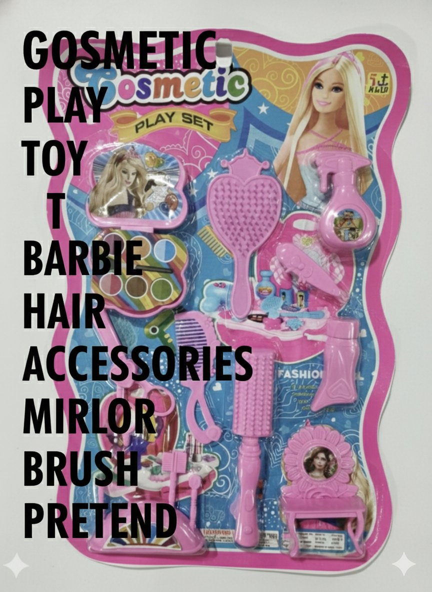 Kids Cosmetic Play Set Toy for Girls | Pretend Makeup Kit with Mirror, Hair Brush & Accessories