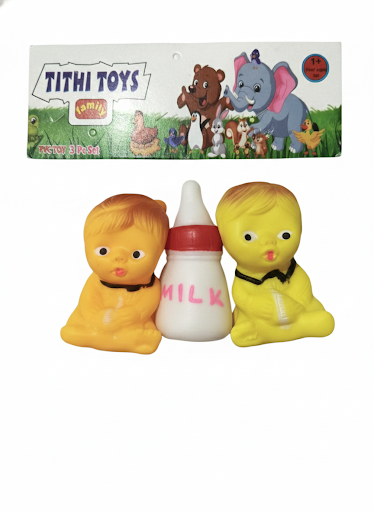 Tithi Toys Baby Toy Set (3 Pieces) | Cute Baby Dolls with Milk Bottle
