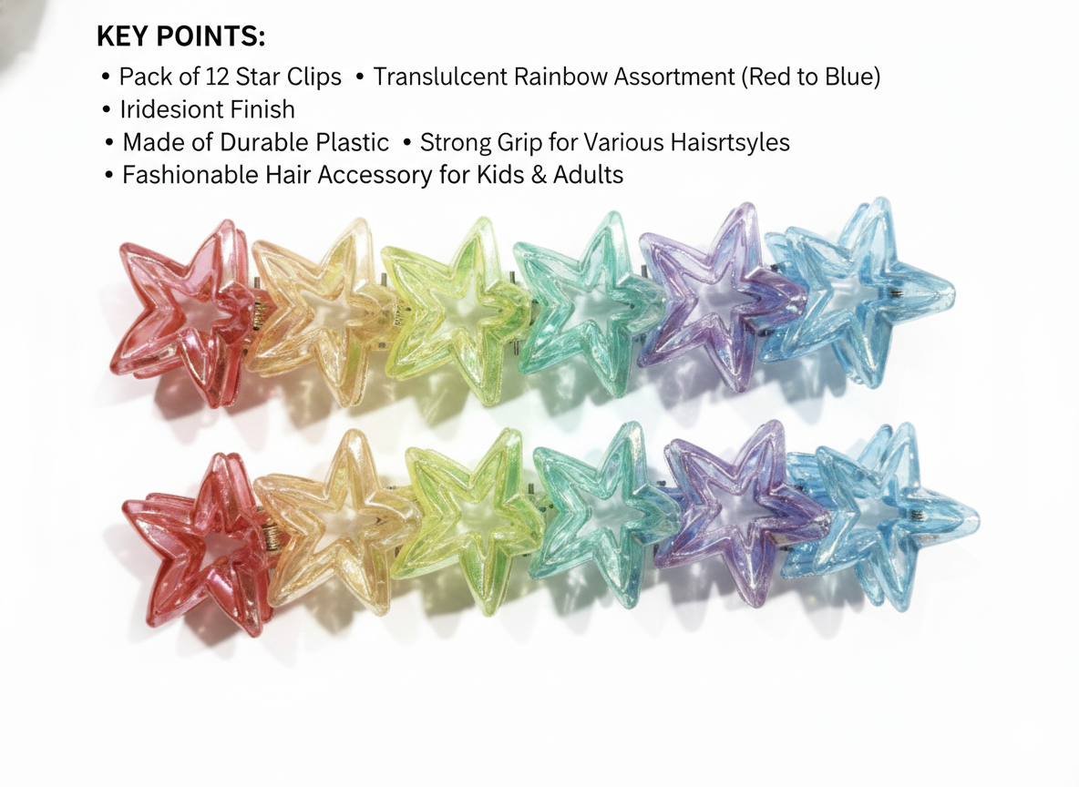 Cute Plastic Floral Hair Clamps Set 12 PEICE