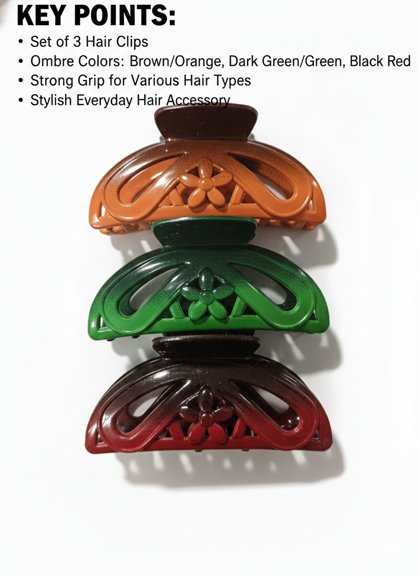 Strong Hold Non-Slip Hair Accessories for Daily Wear, Party, Beach, Travel Styling 3 PEICE