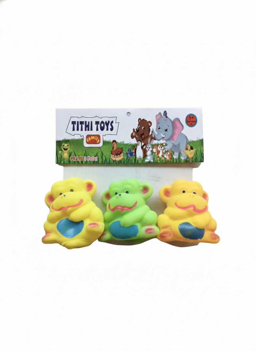 Baby Squeeze Toy Set (3 Pieces) | Soft Rubber Animal Toys for Toddlers