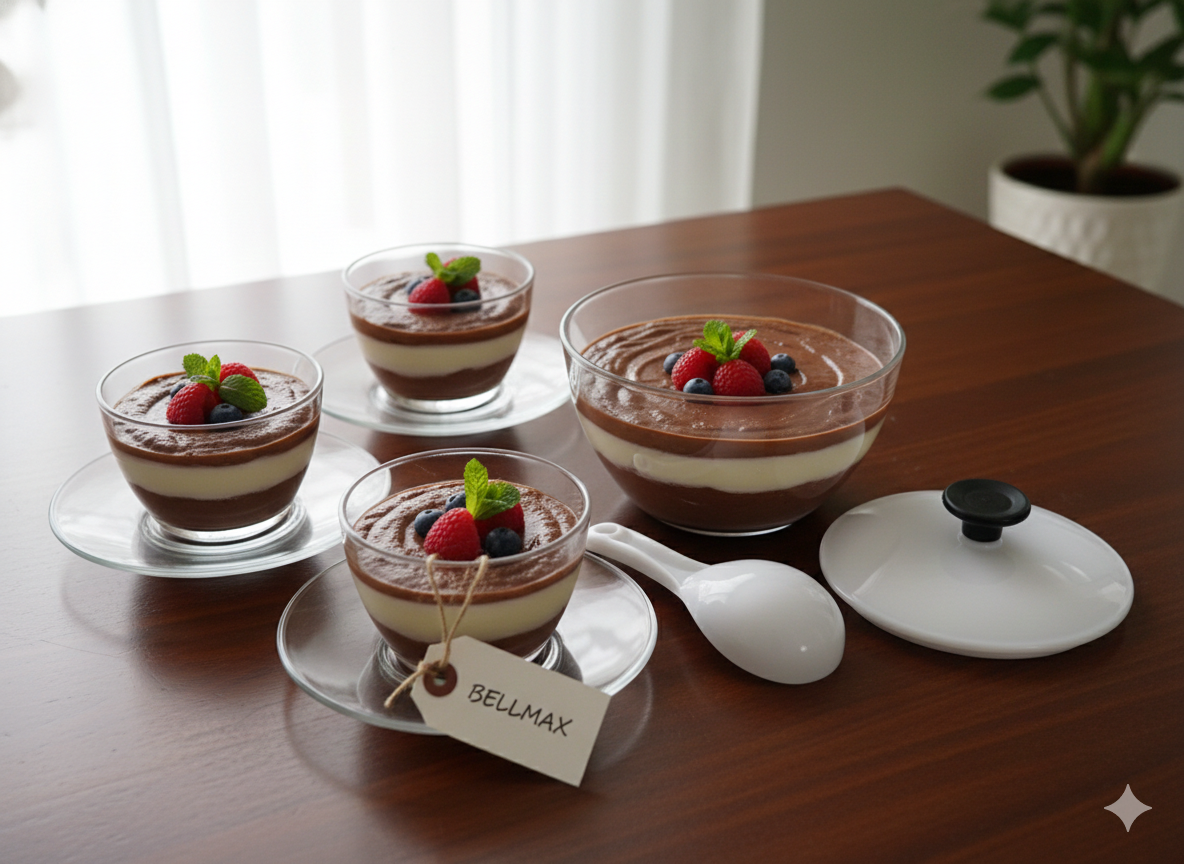 Glass Bowl Set with Lid & Spoon ( 11 PCS) | 8 Transparent Glass Bowls + 1 White Lid + 1 Spoon | Kitchen Serving & Storage Set for Home