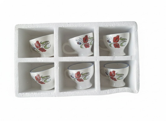 Fine China Tea Cup Set (6 Pieces) | Hand-Painted Floral Ceramic Cups for Tea & Coffee