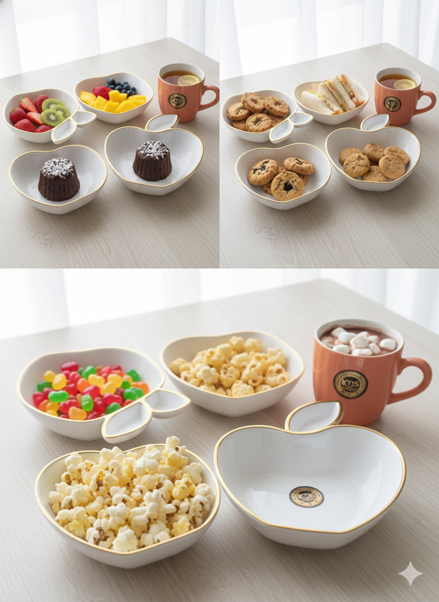 6 Pcs Snack Serving Set with Cups & Bowls | 4 Cups + 2 Designer Bowls